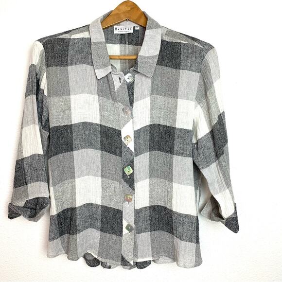 Habitat Clothes to live in Plaid Gray Button Down Shirt - Picture 1 of 15